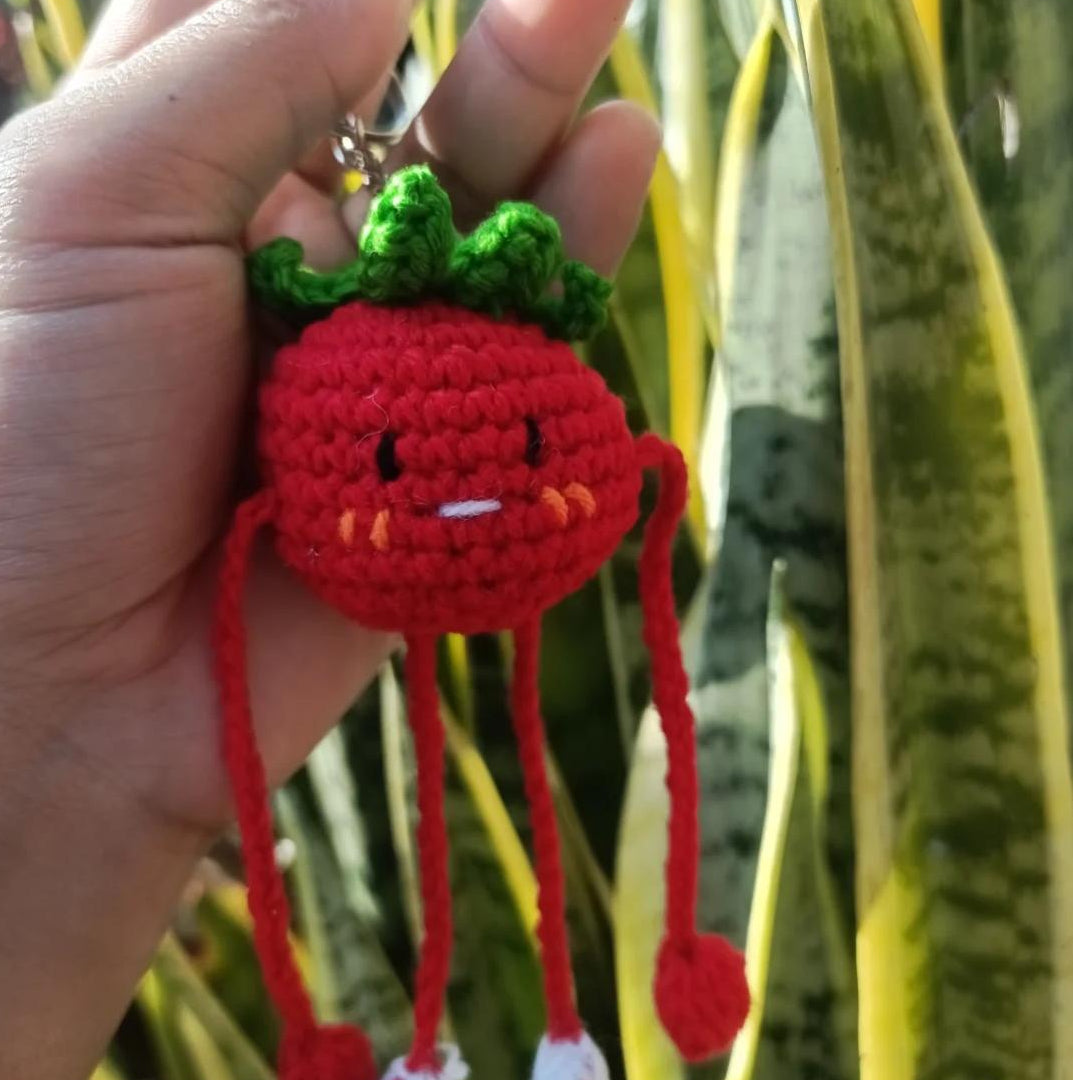Crochet tomato keychain