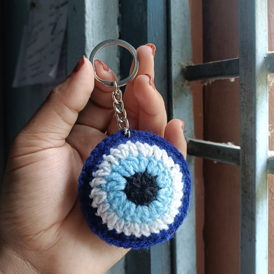 Evil eye crochet keyring