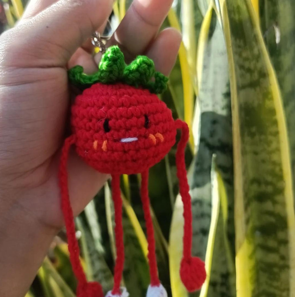 Crochet tomato keychain