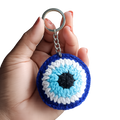 Evil eye crochet keyring
