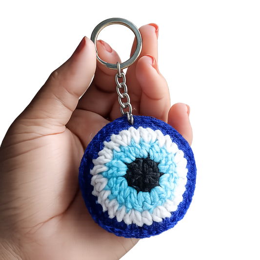 Evil eye crochet keyring