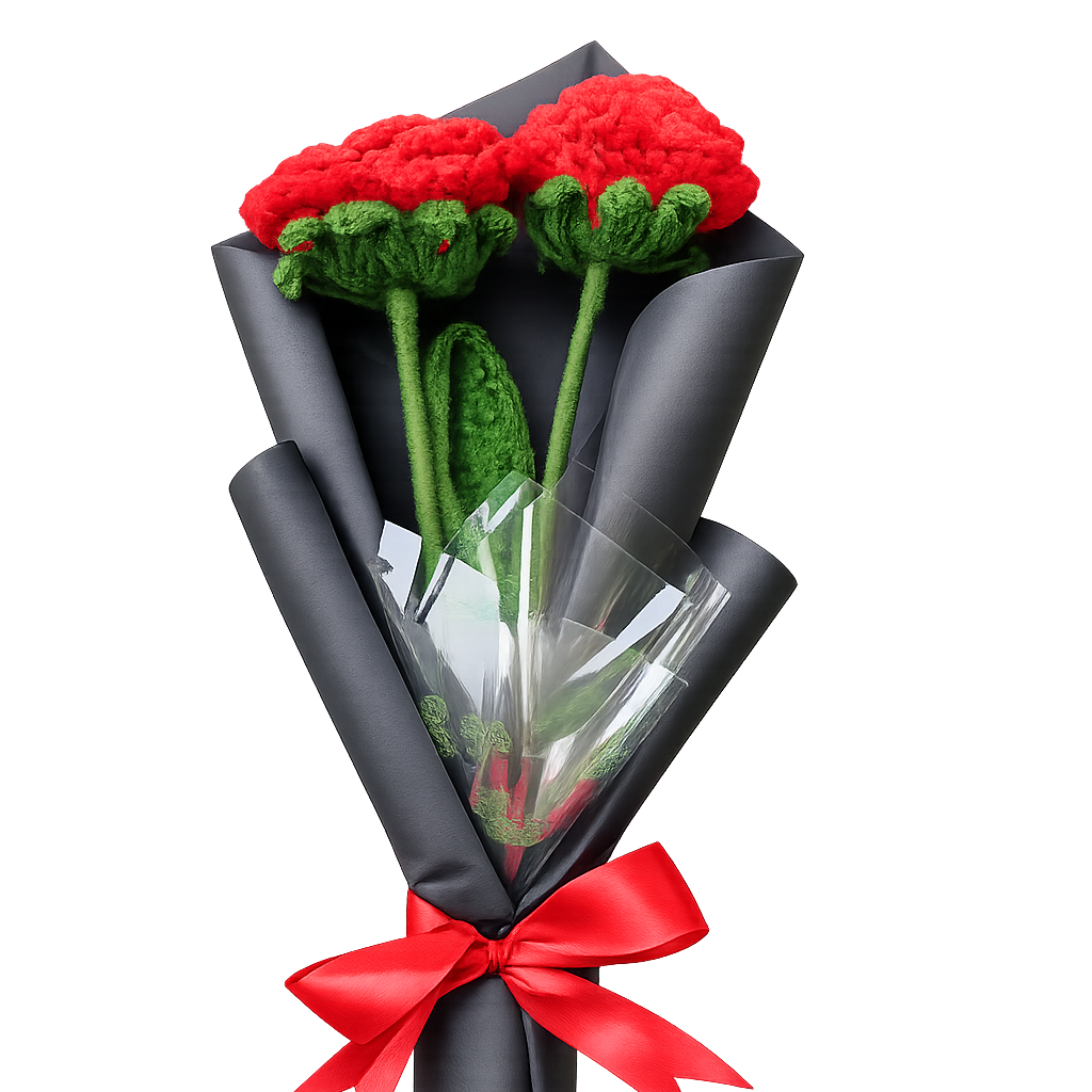 2 crochet rose bouquet