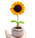 Crochet mini sunflower pot