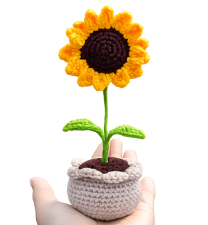 Crochet mini sunflower pot