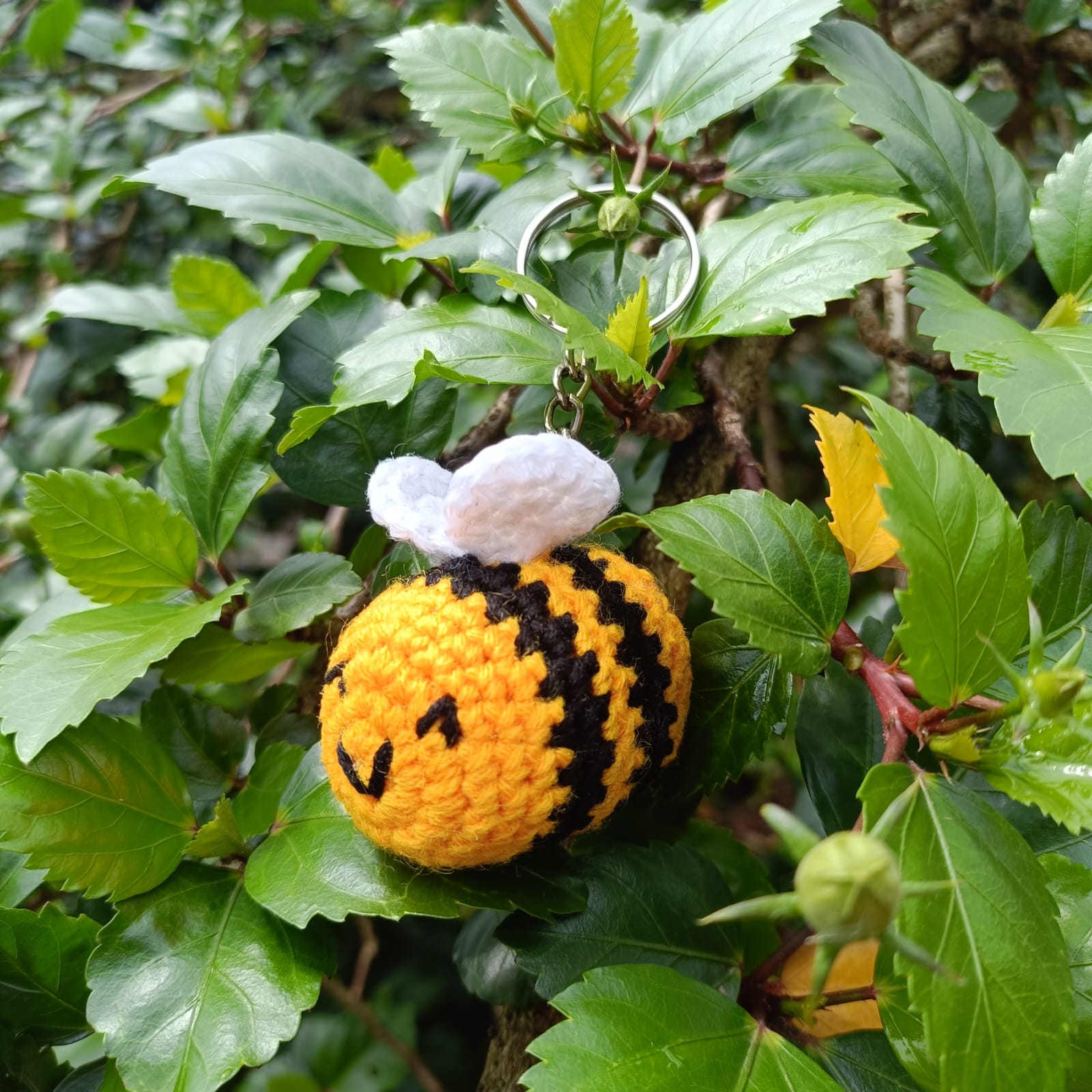 Beautiful crochet bee keychain