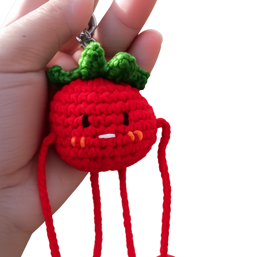 Crochet tomato keychain
